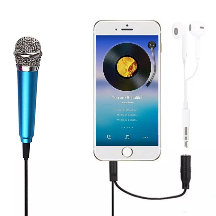 Mini Portable 3.5mm Mobile Phone Condenser Microphone (Blue)