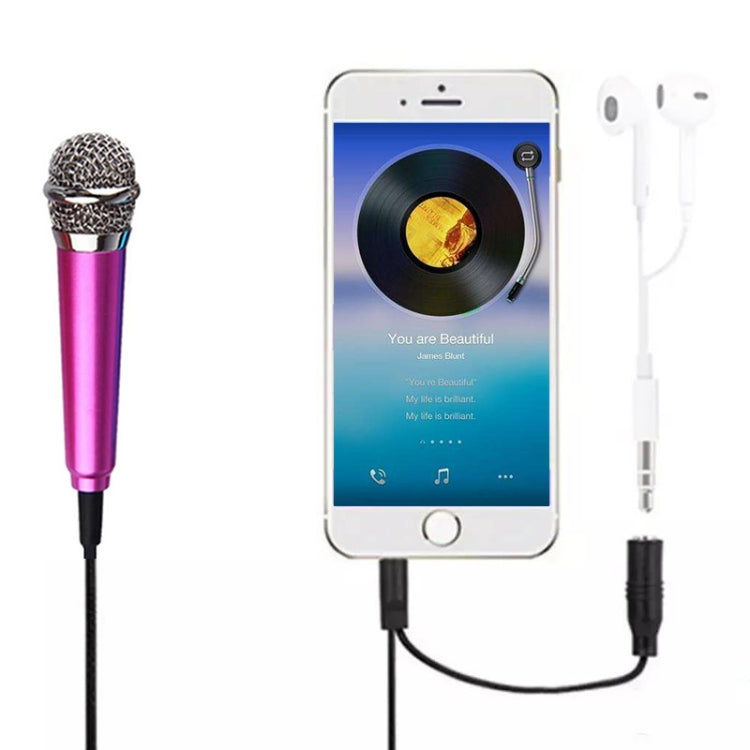 Mini Smartphone Condenser Microphone for Karaoke - Magenta