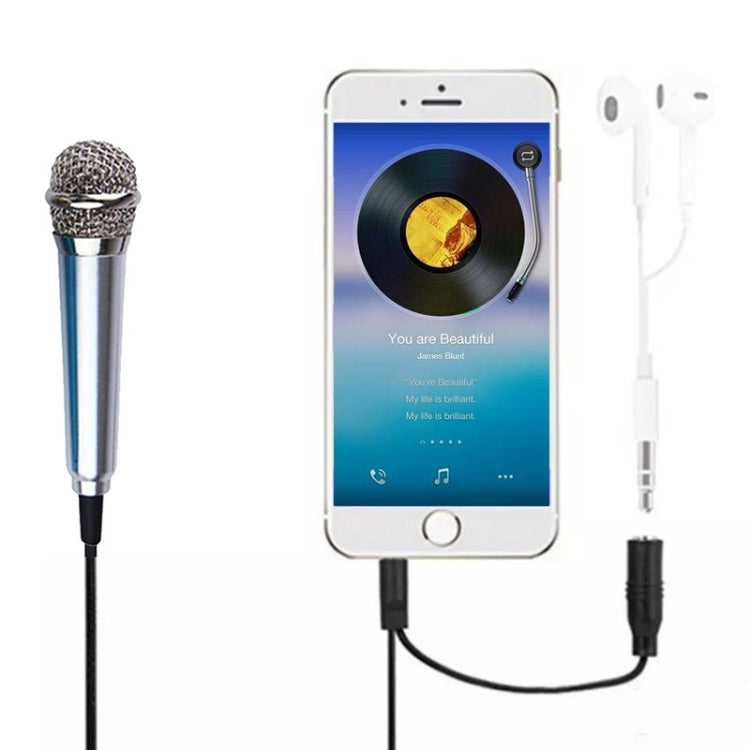 Mini Portable Condenser Microphone for Mobile Phones - Silver