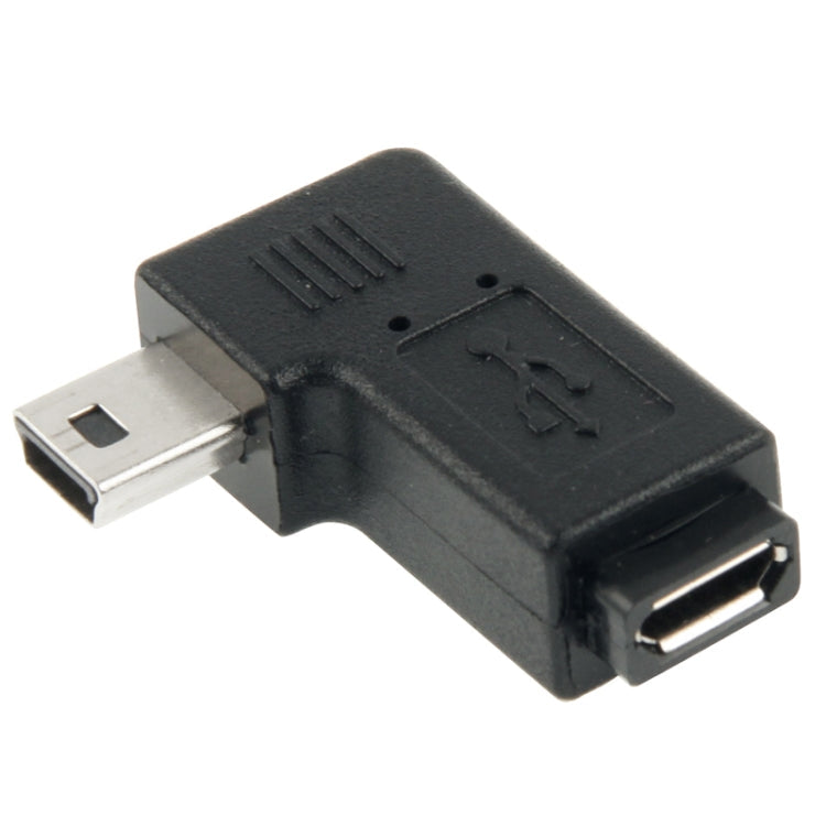 90 Degree Micro USB to Mini USB Adapter in Black