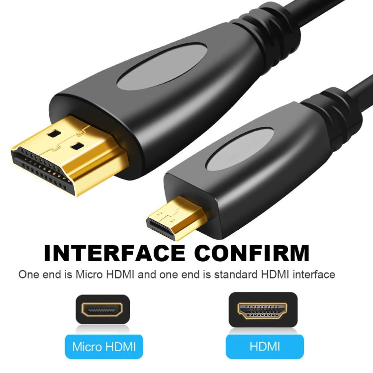High-Speed 1m Gold Plated 3D 1080P Micro HDMI Male to HDMI Male Cable