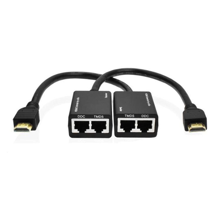 HDMI Extender by Cat5e / 6 LAN Cable 30M / 1080P(Black) - 30 Meter Long Range HDMI Extender via Cat5e/6 LAN Cable
