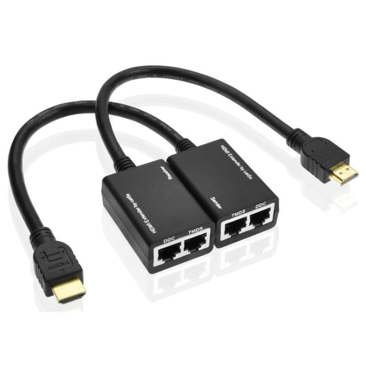HDMI Extender by Cat5e / 6 LAN Cable 30M / 1080P(Black) - 30 Meter Long Range HDMI Extender via Cat5e/6 LAN Cable