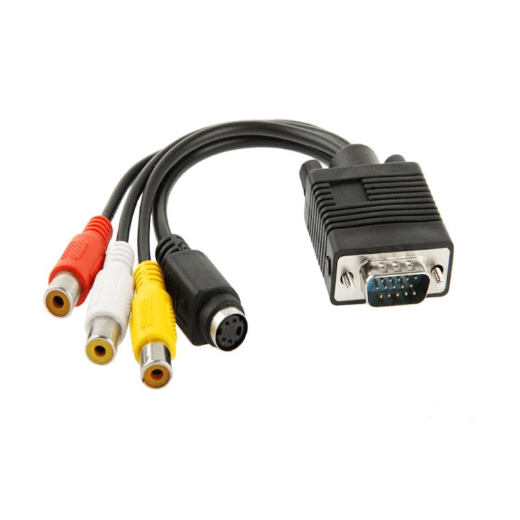 VGA to S-Video 3 RCA AV TV Out Cable Adapter Converter with 2 Audio Cable