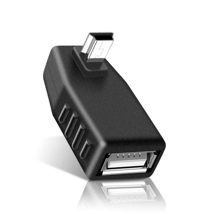 90 Degree Down Angled Mini USB Male to USB 2.0 AF Adapter (Black)