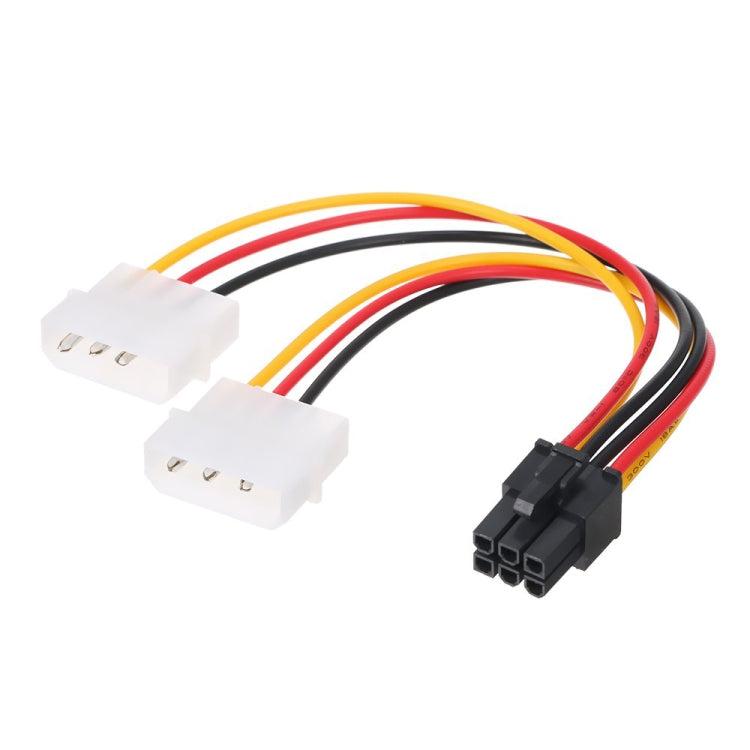6 Pin Male to 2 x 4 Pin Female Power Cable - 17.5cm Length