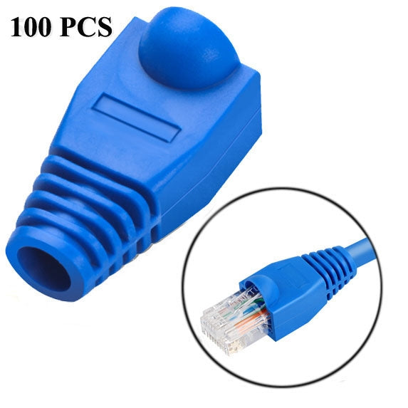 100-Pack of Blue RJ45 Network Cable Boots for Enhanced Durability