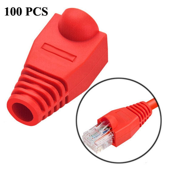 RJ45 Network Cable Boots Cap Cover, Red (Pack of 100)