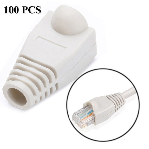 RJ45 Network Cable Boots Cap Cover, White (100 Pieces)