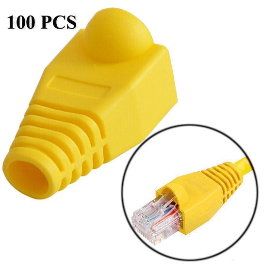 100 pcs of Yellow Network Cable Boots for RJ45 Connectors, Cable End Protection