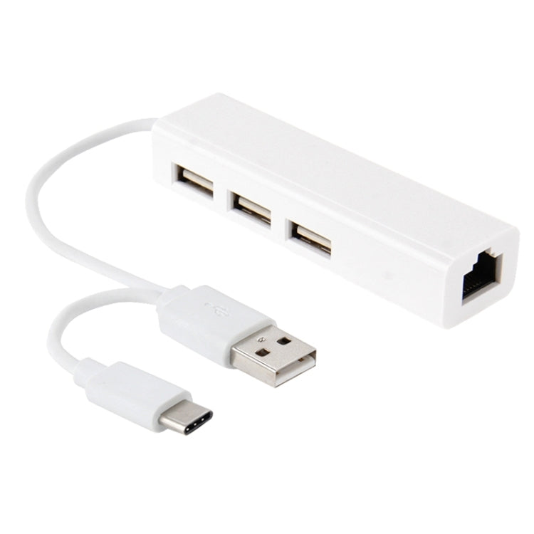 USB-C 3.1 to 3-Port USB Hub + Ethernet Adapter for Galaxy S8 & S8+ / LG G6 / Huawei P10 & P10 Plus / Xiaomi Mi6 & Max 2 and More Smartphones