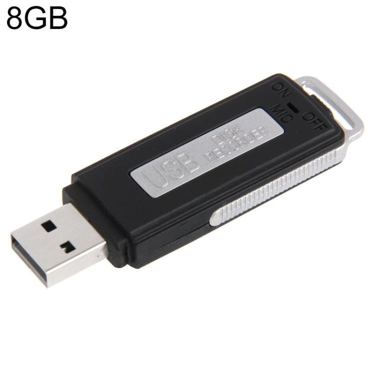Black USB Voice Recorder with 8GB Flash Drive