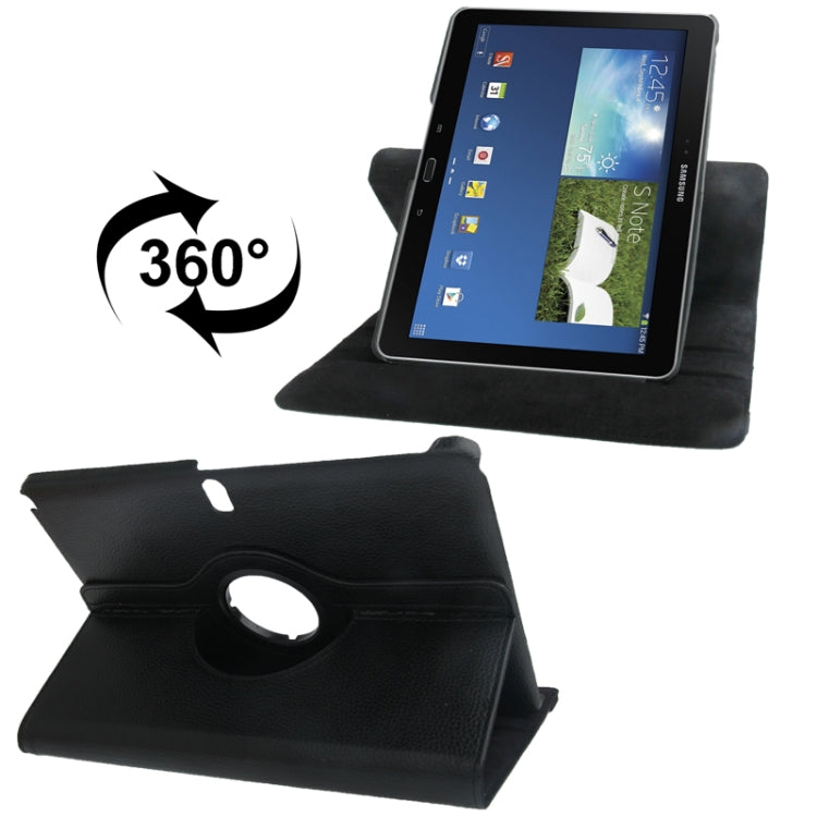 Litchi Texture Leather Case with 2-angle Viewing Holder for Galaxy Note 10.1 (2014 Edition) / P600, Black