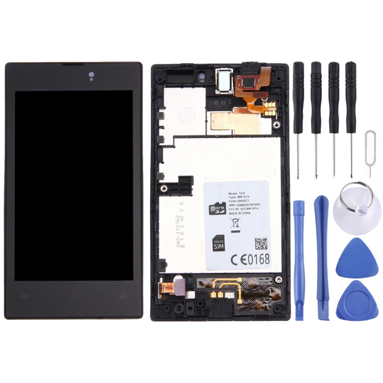 Nokia Lumia 520 LCD Display + Touch Panel with Frame (Black)