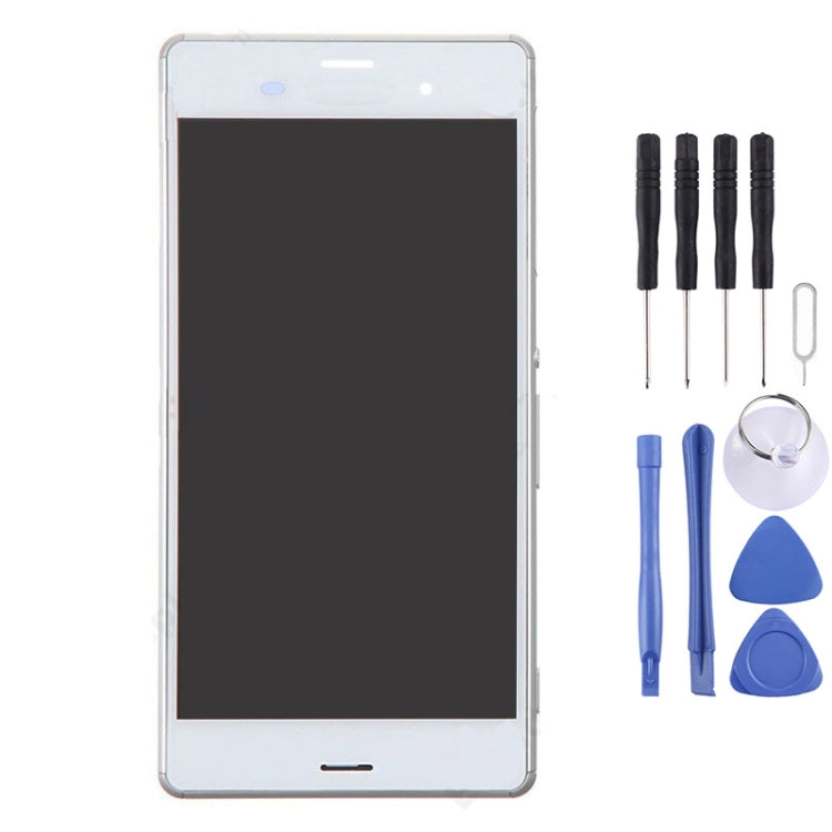 White LCD Display + Touch Panel with Frame for Sony Xperia Z3 (Dual SIM Version) / D6633 / L55U