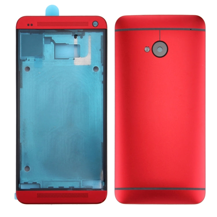 Full Housing Cover Set (Red) for HTC One M7 / 801e - Front Bezel Plate + Back Cover