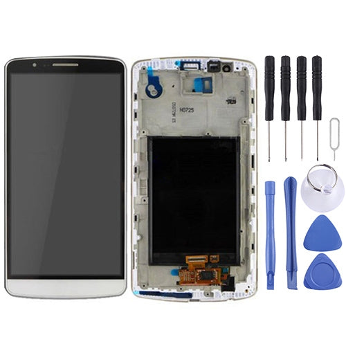 LCD Display + Touch Panel with Frame for LG G3 / D850 / D851 / D855 / VS985 (White) - Crystal Clear Replacement