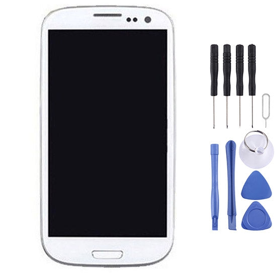 High-Quality Original LCD Screen and Digitizer Full Assembly with Frame for Samsung Galaxy SIII / i9300 (White)