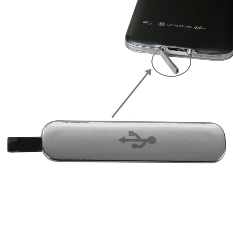 Silver USB Charger Port Dustproof Cover for Galaxy S5
