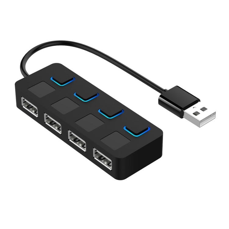 4 Ports USB 2.0 HUB with 4 Switch in Black