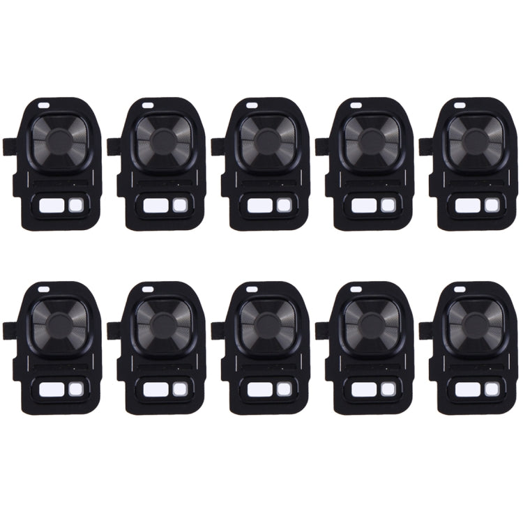 Rear Camera Lens Cover + Flashlight Bracket for Galaxy S7 / G930 - Set of 10 (Black)