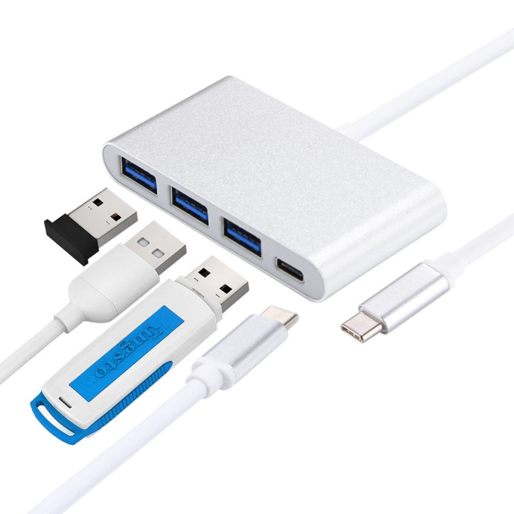 4-in-1 USB-C Hub Adapter with 3 x USB 3.0 Ports (Silver)