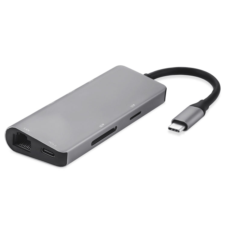 TY-02 7-in-1 USB-C Multi-port HUB Adapter for MacBook Pro (Silver) with HDMI, Ethernet, and SD/TF Card Reader