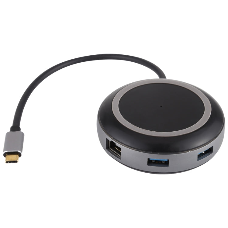 USB-C Multi-function HUB Adapter with HDMI, RJ45, and Card Reader