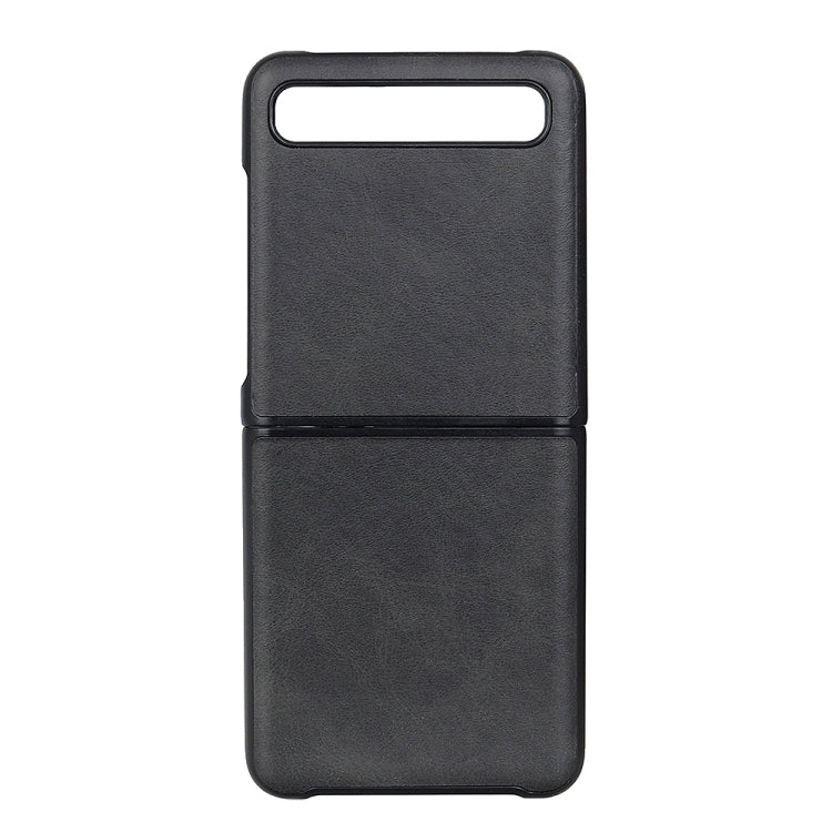 Two-Tone Cow Leather Textured Folding Case for Galaxy Z Flip (Black)