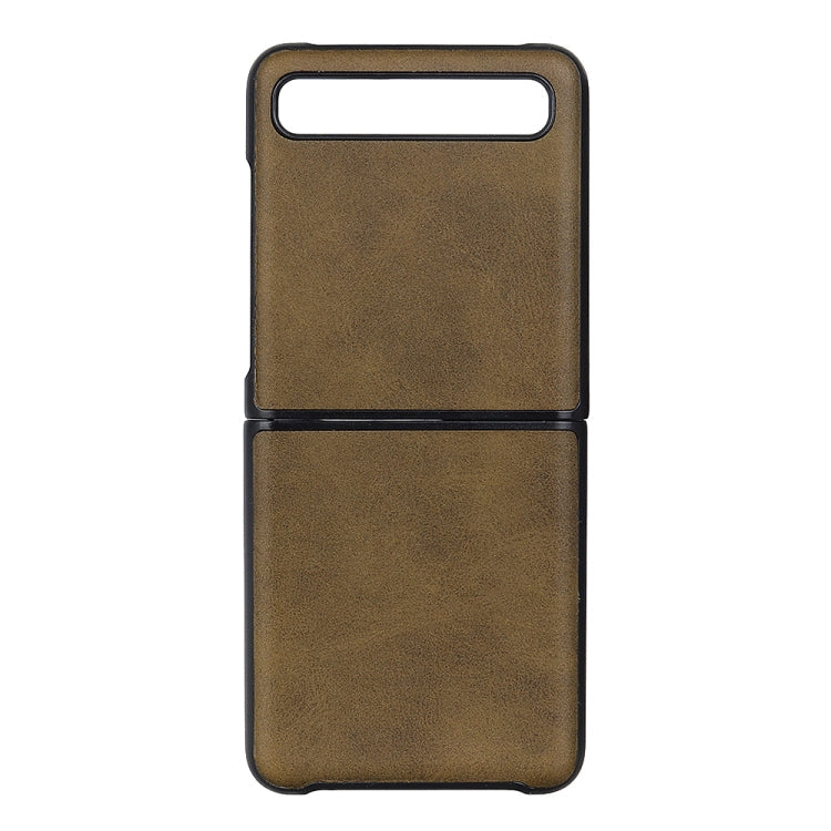 Cow Leather Texture Green Folding Case for Galaxy Z Flip