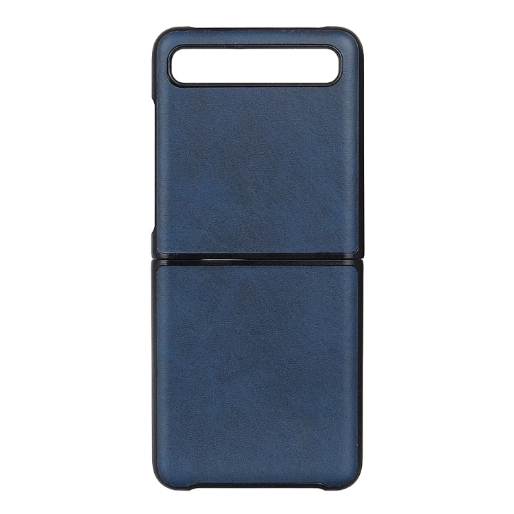 Blue Two-Color Cow Leather Texture Folding Protective Case for Galaxy Z Flip