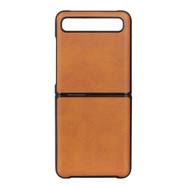 Premium Brown Leather Folding Case for Galaxy Z Flip with Enhanced Protection