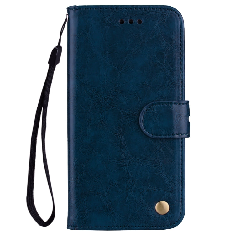 Business Style Oil Wax Texture Leather Case for Galaxy A50 - Blue