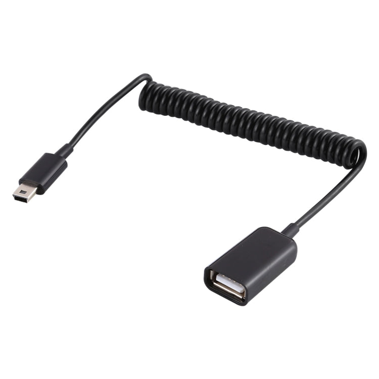 Mini 5 Pin Male to USB Female Laptop Spring Charging Cable with Adjustable Spring Wire