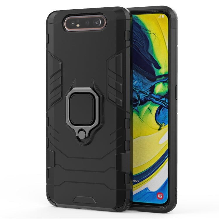 Shockproof Protective Case with Magnetic Ring Holder for Galaxy A80 / A90 (Black)