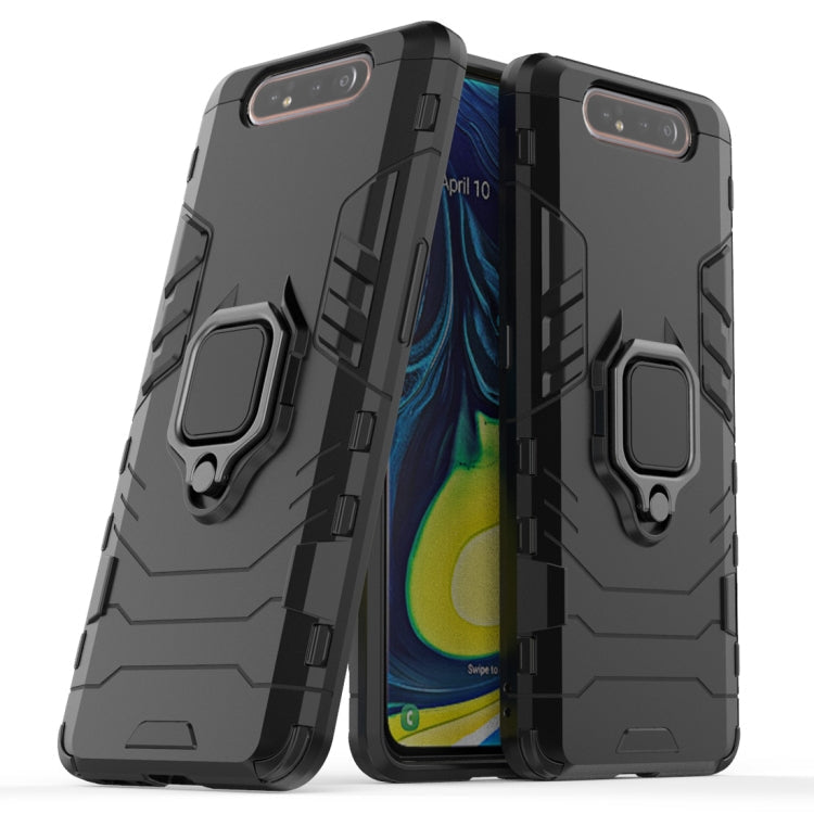 Shockproof Protective Case with Magnetic Ring Holder for Galaxy A80 / A90 (Black)