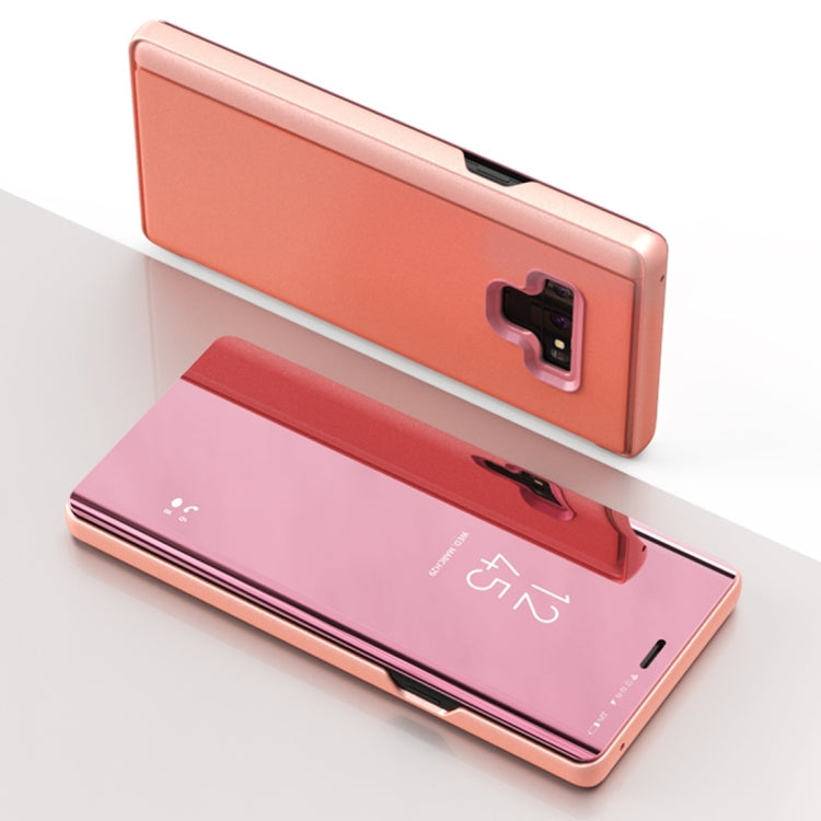 Clear View Rose Gold PU Leather Case for Galaxy Note 9 with Holder