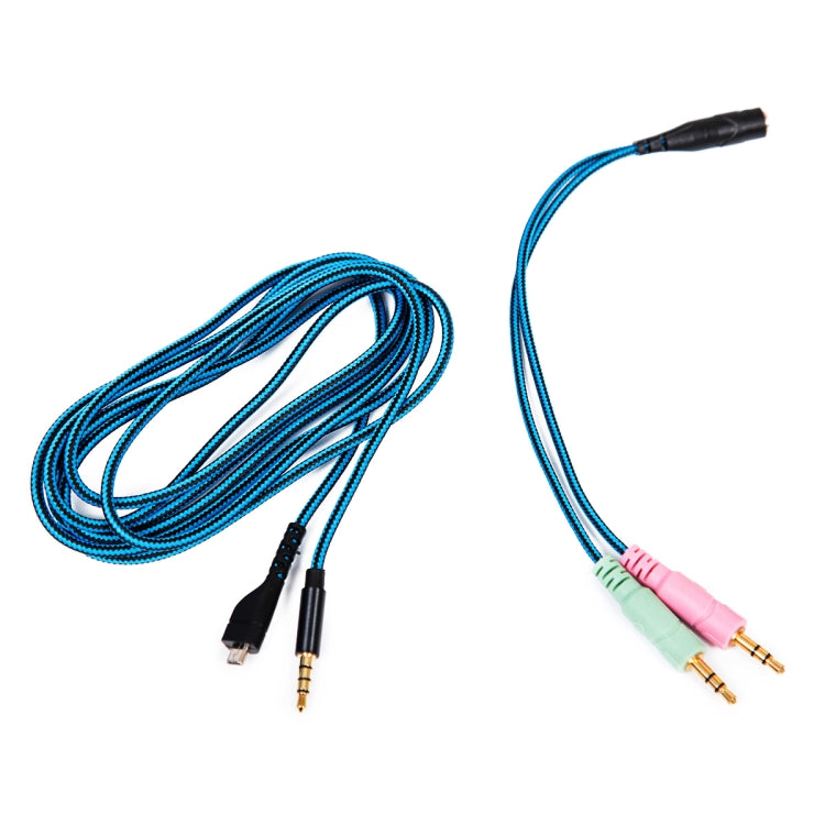Gaming Headset Audio Cable for SteelSeries Arctis 3 / 5 / 7 (Blue) Straight Plug + Adapter Cable