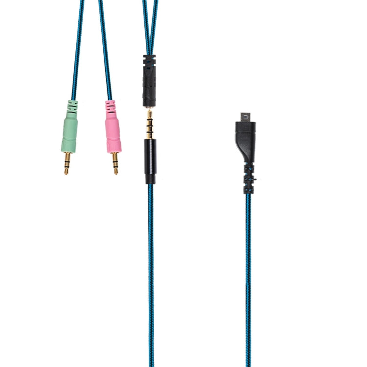 Gaming Headset Audio Cable for SteelSeries Arctis 3 / 5 / 7 (Blue) Straight Plug + Adapter Cable