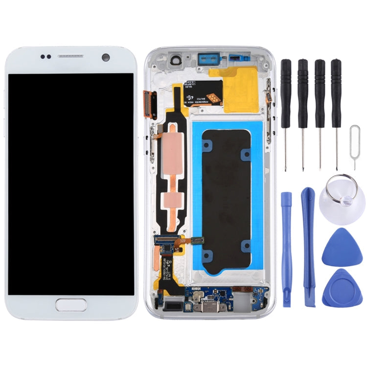 Full Assembly LCD Screen and Digitizer with Frame for Galaxy S7 / G930V (White)