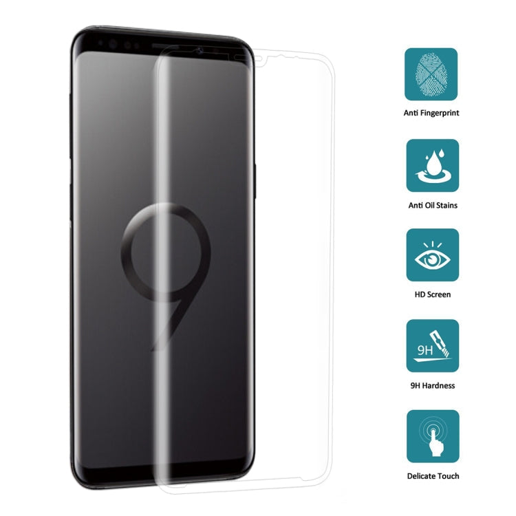 9H Surface Hardness 3D Curved Edge Anti-scratch Full Screen HD Tempered Glass Screen Protector for Galaxy S9+ (Transparent)