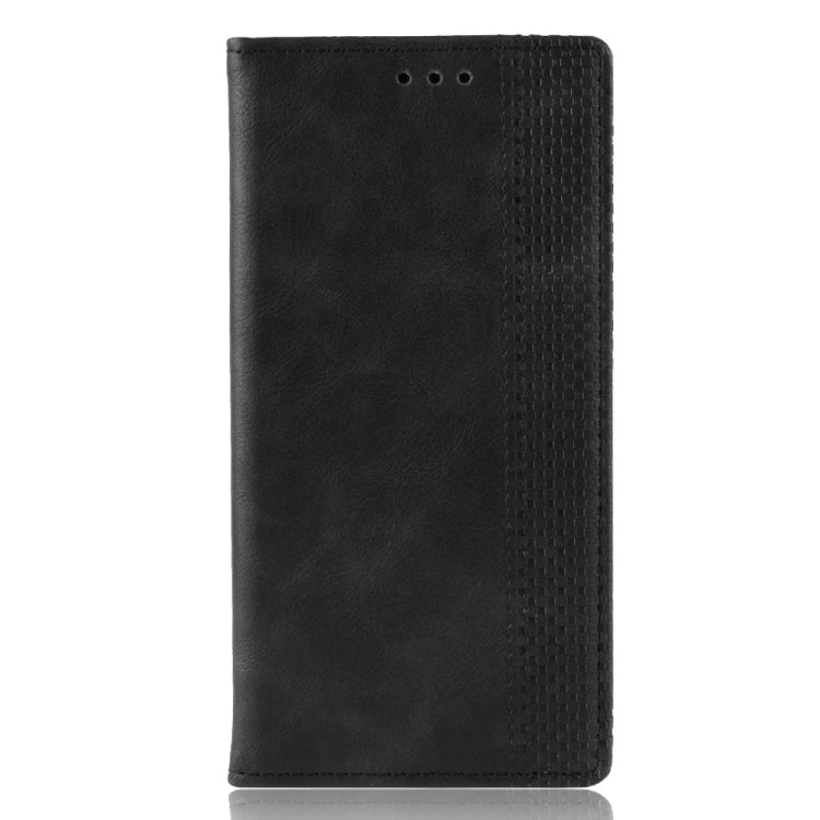 Magnetic Buckle Retro Crazy Horse Texture Leather Case for Galaxy A70 - Black