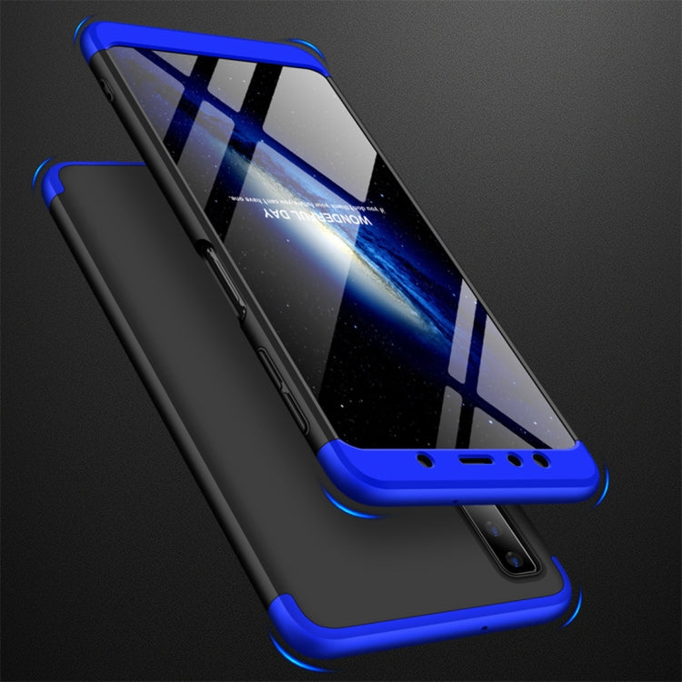 GKK Three Stage Splicing Full Coverage PC Case for Samsung Galaxy A7 (2018) - Black Blue