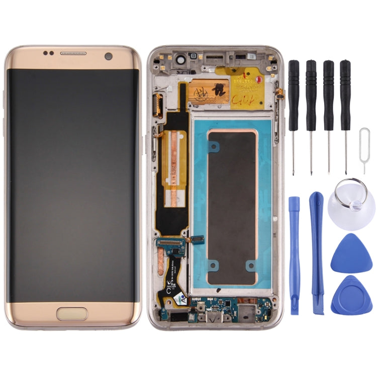 Samsung Galaxy S7 Edge G935A Replacement Gold LCD Assembly with Frame and Buttons
