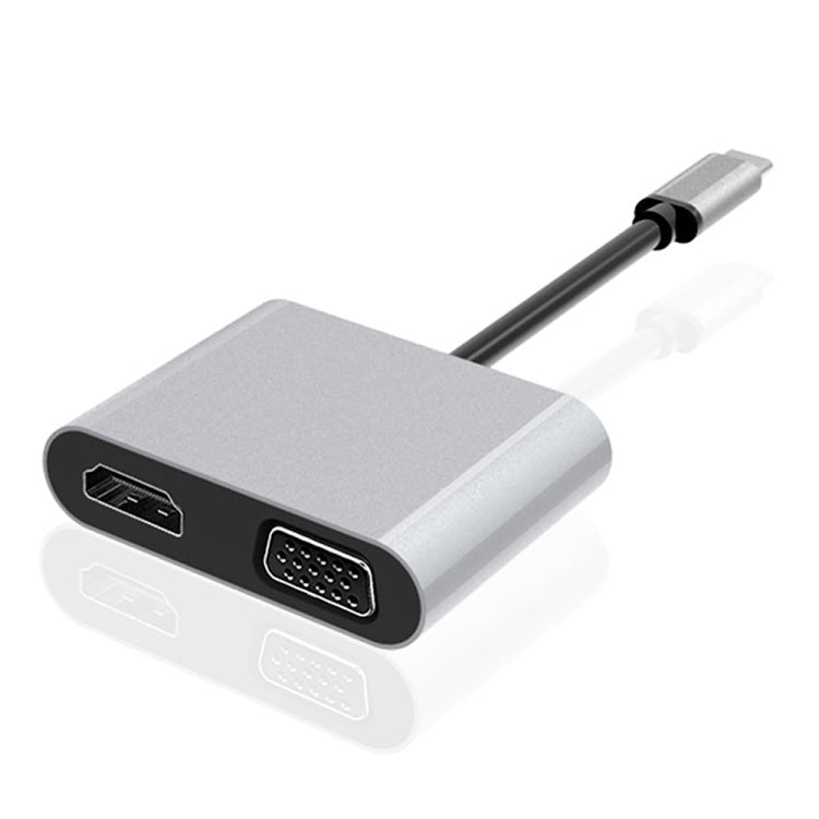 USB-C and Type-C to HDMI+VGA HUB Docking Station with Dual Interface
