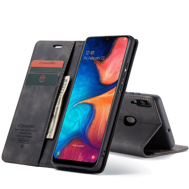 Retro Frosted Flip Leather Case with Card Slot & Stand for Galaxy A20 / A30 (Black)