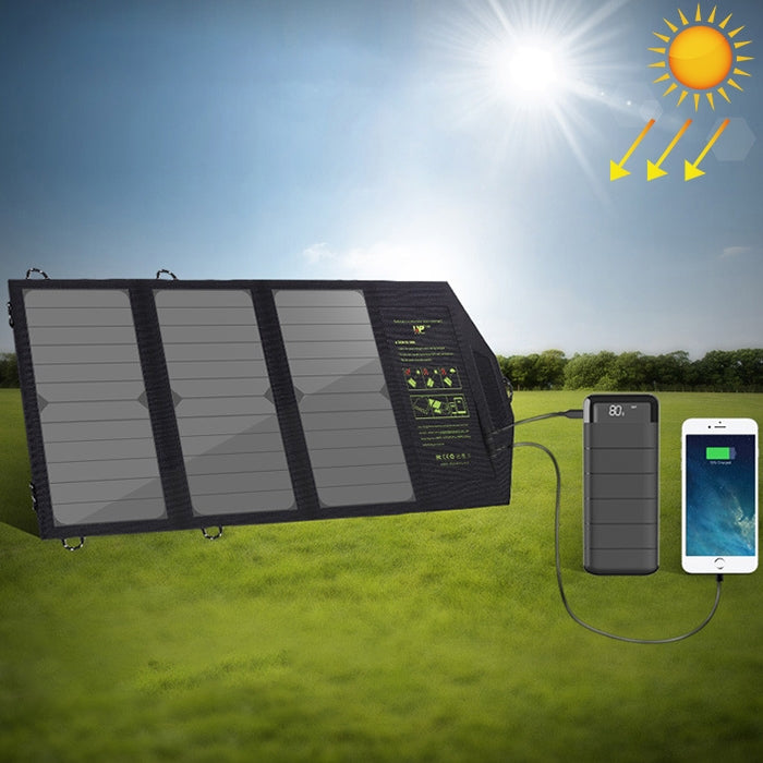 Portable Solar Charger with Dual USB Output for Phone and iPad Charging