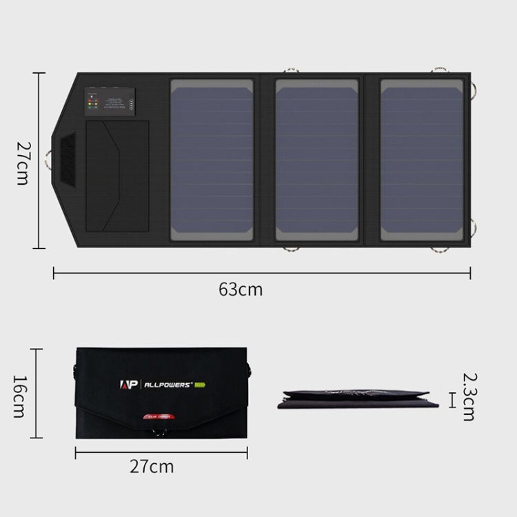 Portable Solar Battery Charger with Dual USB Outputs and Type-C Port