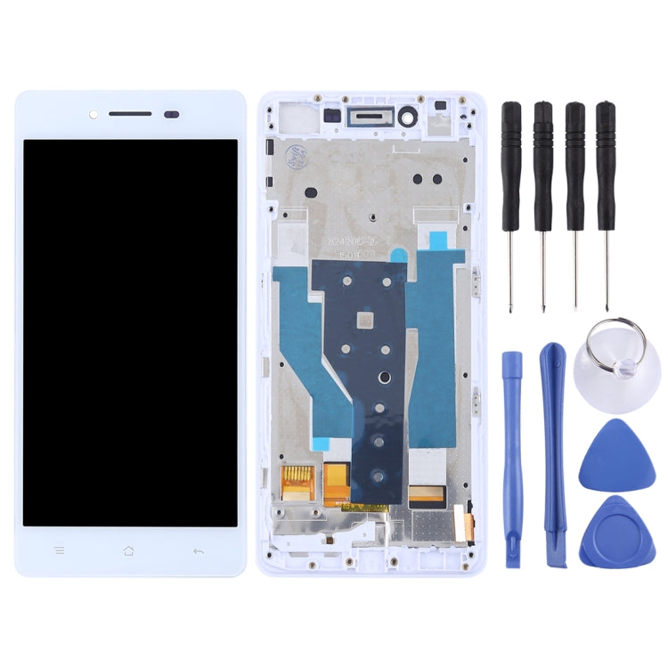 OPPO R7 White LCD Screen and Digitizer Assembly with Frame