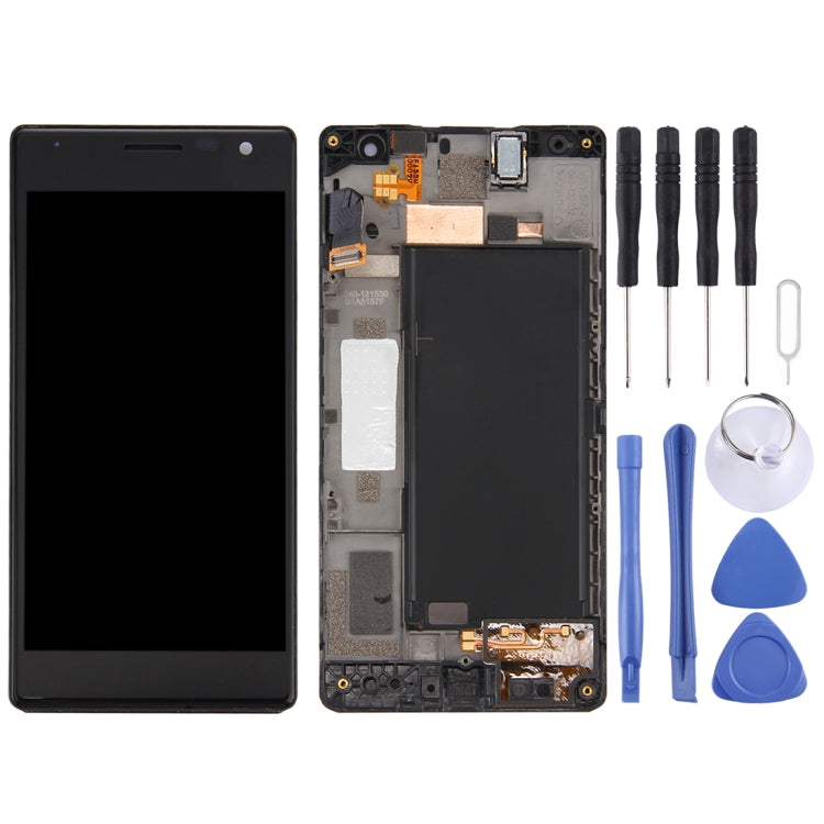 Replacement Black LCD Screen and Digitizer Full Assembly with Frame for Nokia Lumia 735
